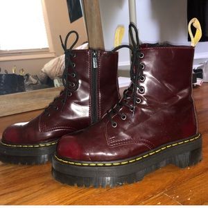 Cherry red Jaden platform Dr Martens